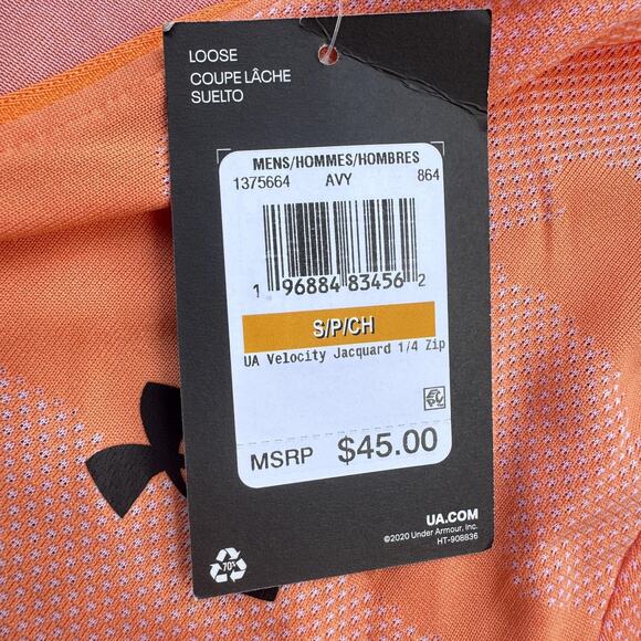 Under Armour Pullover Mens Small Orange Velocity Jacquard 1/4 Zip Camo 1375664 - Picture 11 of 12